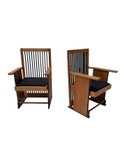 Two Art Deco Modernist High Back Armchairs by Architect Caspers, 1920s